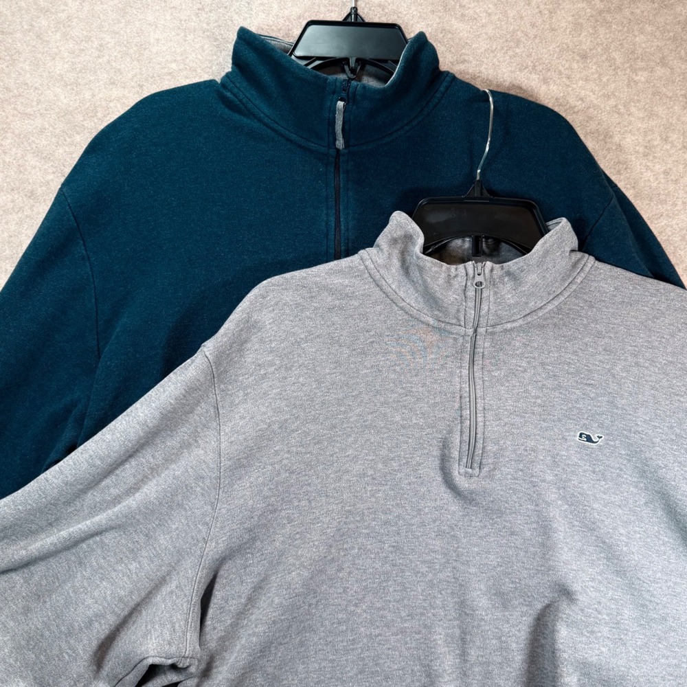 Vineyard Vines Quarter Zip Pullover XL Navy Grey Pima Cotton‎ Bundle 1K2135